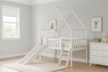 Halfhoogslaper met Glijbaan Abe 80 x 180 Wit, Verzenden, Nieuw, Hoogslaper
