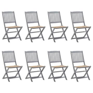 vidaXL Tuinstoelen 8 st inklapbaar met kussens massief, Tuin en Terras, Tuinstoelen, Verzenden, Nieuw, Hout