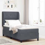 vidaXL Boxspringbed met matras Donkergrijs 200 x 100 cm, Verzenden, Nieuw, Grijs, Stof