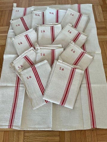 Handdoek (12) - 77 cm - 54 cm - 12 linnen theedoeken