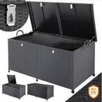 Tuinbox Polyrotan Kussenbox Zwart 150x77x73cm met Wielen, Tuin en Terras, Verzenden, Nieuw
