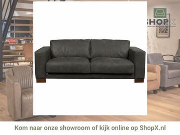 Leren bank Clear - 3 zits - Kenia Antracite (grijs) - Poten, Bohemian, Eigentijds, Modern, Retro, Vintage, Nieuw, Ophalen of Verzenden