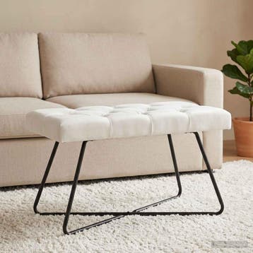 vidaXL Bank met knoopverstelling Wit 80 x 40 x 46 cm Stof, Huis en Inrichting, Banken | Bankstellen, Verzenden, Nieuw, Stof