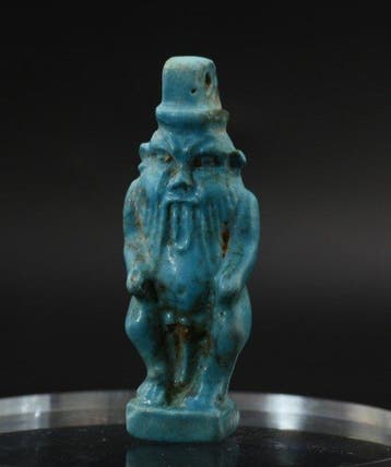 Oud-Egyptisch Faience Amulet van God Bes - 43 mm