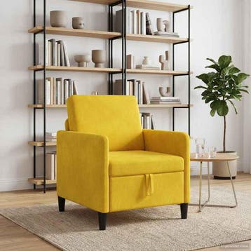 vidaXL Bank met opslag Geel 72 x 78 x 87 cm Polyester, Huis en Inrichting, Banken | Bankstellen, Verzenden, Nieuw, Kunststof, Minder dan 150 cm