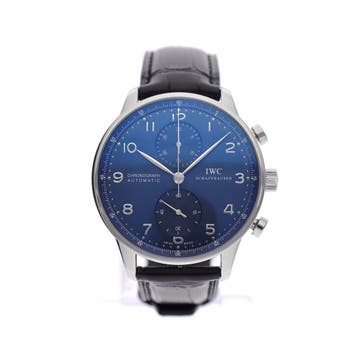 IWC Portuguese Chronograph Blue IW3714491; Automatisch..., Sieraden, Tassen en Uiterlijk, Ophalen of Verzenden, Zo goed als nieuw