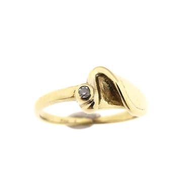 8 karaat ring met zirconia, Sieraden, Tassen en Uiterlijk, Ringen, Gebruikt, Geel, Ophalen of Verzenden, 17 tot 18