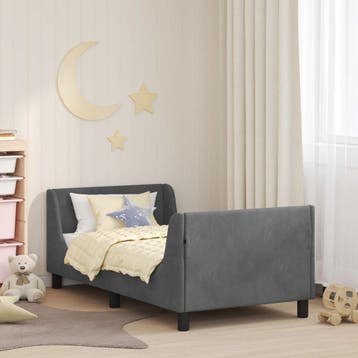 vidaXL Bedframe voor kinderen met hoofdbord Donkergrijs 80 x, Verzenden, Nieuw, Grijs, Stof