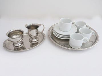 Alessi - Koffieservies voor 4 (3) - Engraved Round Tray -