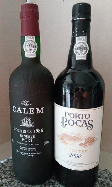 2000 Porto Poças Vintage & 1986 Cálem Colheita - Vintage, Verzamelen, Wijnen, Nieuw