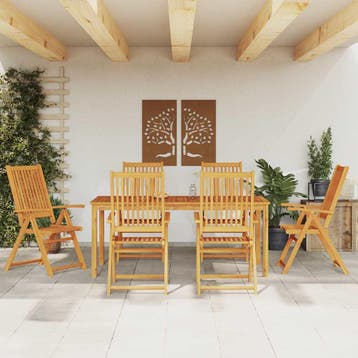 vidaXL 7-delige Tuinset 180x90x75 cm massief acaciahout, Verzenden, Nieuw, Hardhout, Tuinset