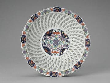 Vintage Japanese Arita Porcelain Basketweave Bowl - Openwork