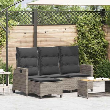 vidaXL Verstelbare tuinbank met kussens L-vormig poly rattan, Verzenden, Nieuw