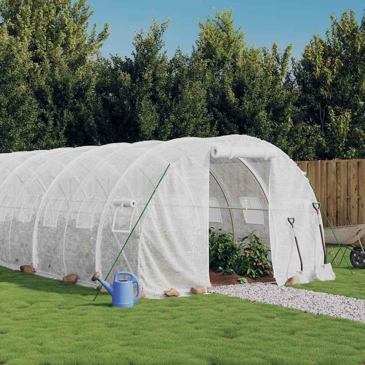 vidaXL Tuinkas met stalen frame 18 m² 6x3x2 m wit, Tuin en Terras, Kassen, Nieuw, Verzenden