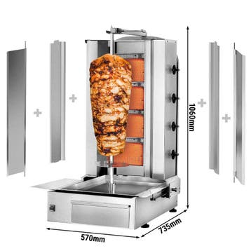 GGM Gastro | Gas Dönergrill / Shoarmagrill - 4 branders - |, Verzenden
