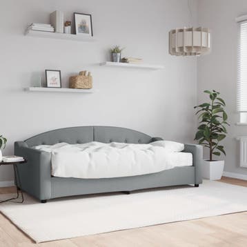 vidaXL Slaapbank met matras 90x190 cm stof lichtgrijs, Huis en Inrichting, 90 cm, Eenpersoons, Verzenden, Nieuw