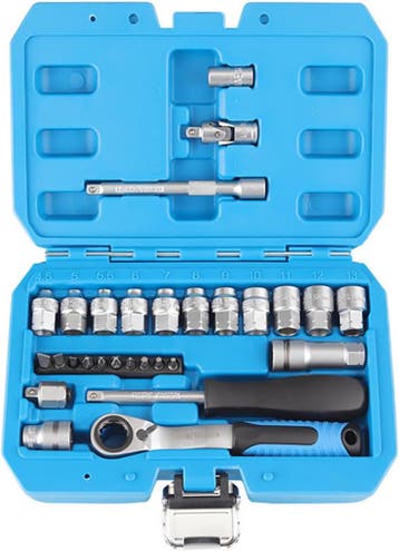 Doorsteekdopsleutel Set 1/4 - 29 Delig Met Verlengstuk En Bi, Auto diversen, Autogereedschap, Ophalen of Verzenden, Nieuw