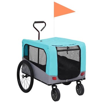 vidaXL Fietstrailer en hondenwagen 2-in-1 blauw en grijs, Verzenden, Nieuw