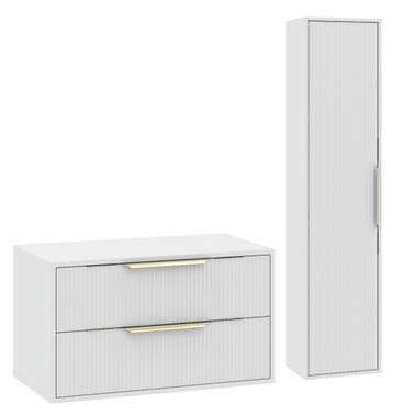 Wastafelkast Rimini 80 cm - Wit -  Badmeubel met Kolomkast, Verzenden, Nieuw, Wastafelkast