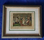 Collectie van memorabilia - Lithografie met houten lijst,