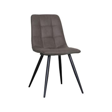 Stoel Bistro | Antraciet | Micro Suede | Zwart Metalen Frame, Verzenden, Nieuw in verpakking