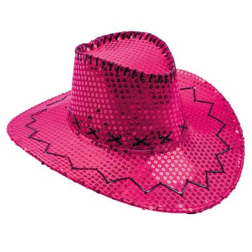 Hoed Cowboy Sequin Fuchsia, Kleding | Dames, Carnavalskleding en Feestkleding, Ophalen of Verzenden, Nieuw