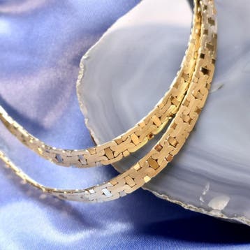 Gouden platte Bismarckschakel collier (Ketting), Ophalen of Verzenden, Gebruikt, Goud, Goud