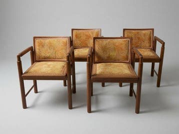 Fauteuil - Hout, Fluweel - Set van vier Franse