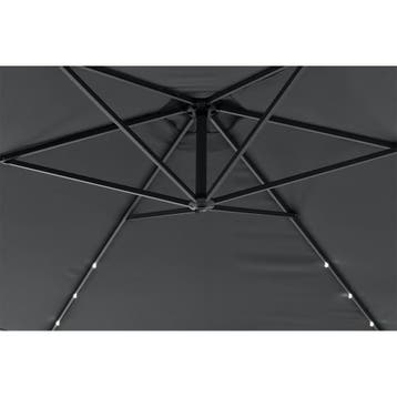 Parasol Brazil - 3,0 m - Incl. LED - donkergrijs, Verzenden, Nieuw