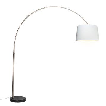 Booglamp staal stoffen kap wit 45 cm - XXL, Huis en Inrichting, Verzenden, Nieuw