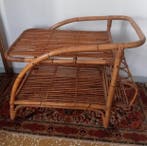 Serveerwagen - Rattan, Bamboe, vimini - Vintage barwagen, Antiek en Kunst