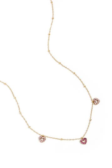 Goudlief Ketting met roze steentjes in hartjes (Kettingen), Verzenden, Nieuw, Zilver, Overige materialen