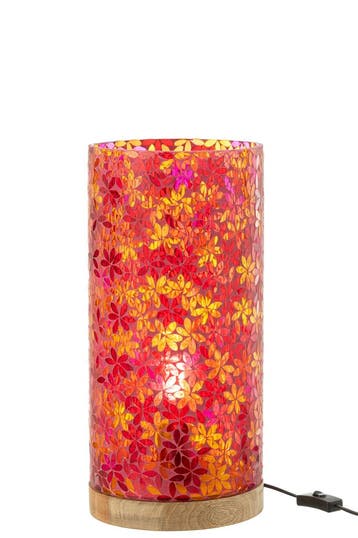 Lamp Tafel Bloem Mozaïek Glas Roze Groot, Verzenden, Nieuw