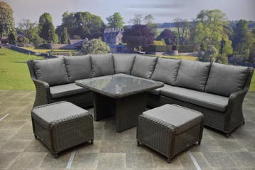 Bilbao premium dining hoekset 7 delig antraciet wicker, Tuin en Terras, Ophalen of Verzenden, Nieuw, Wicker