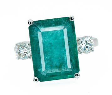Zonder minimumprijs - Ring - 14 karaat Witgoud, Green, Nieuw