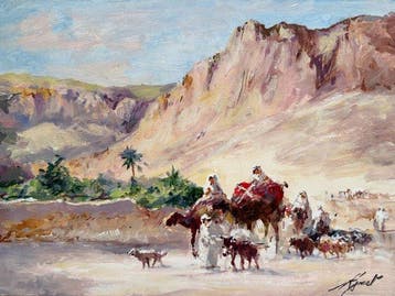 Mikhail Kraiev (1957) - Caravane au pied des falaises -