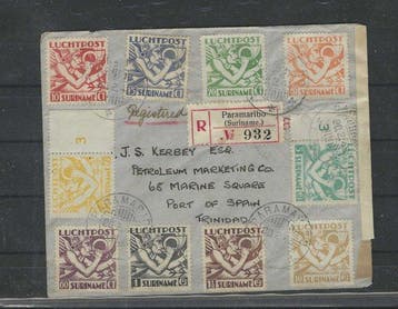 Suriname 1943 - Luchtpost Mercurius - NVPH LP1/7, LP15/18, Gestempeld