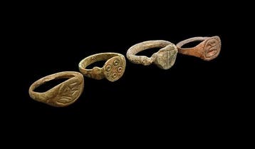 Oud-Romeins Brons Versierde ringen - 17 mm (Zonder, Antiek en Kunst