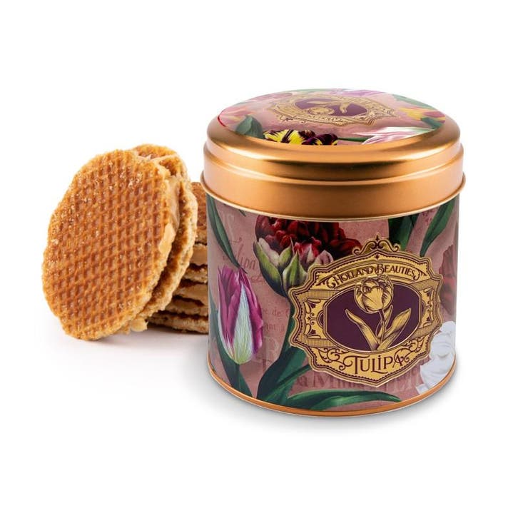 Blik met 8 stroopwafels tulpen rose embossed, Kleding | Heren, Schoenen, Nieuw, Ophalen of Verzenden