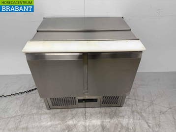 RVS Saladette Koelwerkbank 2 Deuren 90 cm 230V Horeca, Ophalen of Verzenden, Gebruikt