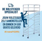 Rolsteiger bestellen GRATIS geleverd 135x250x8,2m AlumexX, Verzenden, Nieuw, Rolsteiger of Kamersteiger, 5 meter of hoger