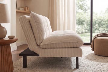 Slaapbank COCOONING 190cm 3-zits cord beige - 48472, Ophalen of Verzenden, Nieuw