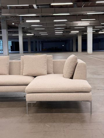 BB Italia Charles Hoekbank | Greige | NIEUWSTAAT + Garantie, 250 tot 300 cm, Ophalen of Verzenden, Zo goed als nieuw, Bank Hoekbank Bankstel Bankje Loungebank Banken Chaise Lounge 