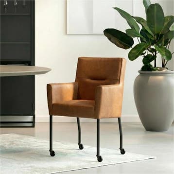 Set van 10 Leren eetkamerstoelen Lucky - Kenia Brown, Ophalen of Verzenden, Nieuw, Leer
