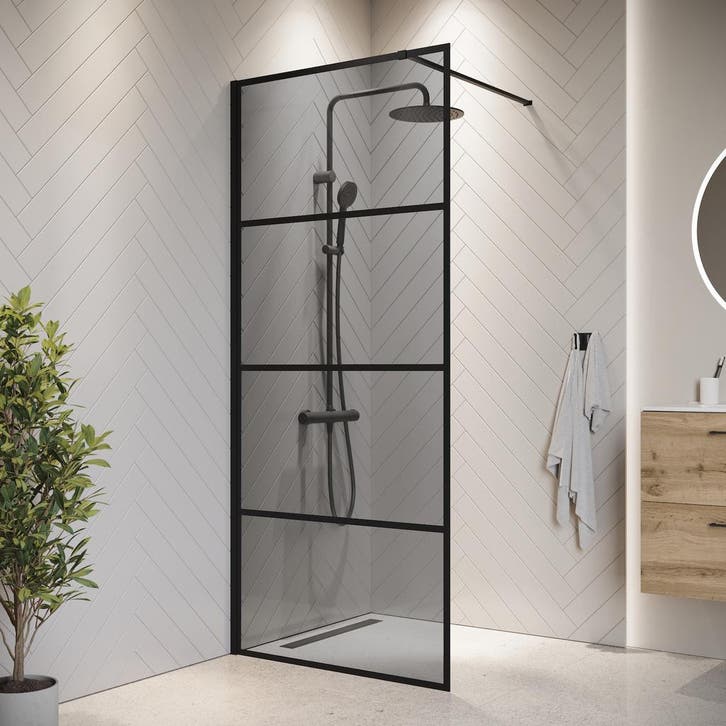 Douchewand Essos 80 x 200 cm Zwart – Inloopdouche 8 mm, Doe-het-zelf en Verbouw, Sanitair, Nieuw, Douche, Verzenden