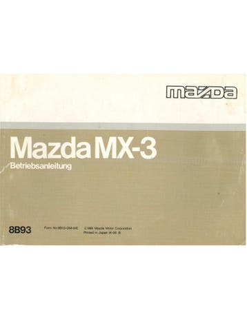 1991 MAZDA MX-3 INSTRUCTIEBOEKJE DUITS, Auto diversen