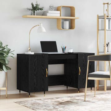 vidaXL Bureau Zwart eiken Bewerkt hout 140 x 50 x 75 cm, Verzenden, Nieuw