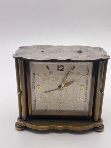 reis - J - Art Deco Staal - 1940-1950 - Antieke mantelklok