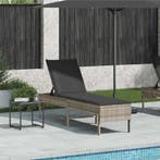 vidaXL Ligstoel met kussen lichtgrijs 55x200x44cm polyrotan, Tuin en Terras, Ligbedden, Verzenden, Nieuw