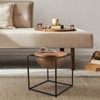 Bijzettafel - Livion Elina - 42x42cm - Zwart - Metaal - Hout, Huis en Inrichting, Tafels | Eettafels, Ophalen of Verzenden, Nieuw